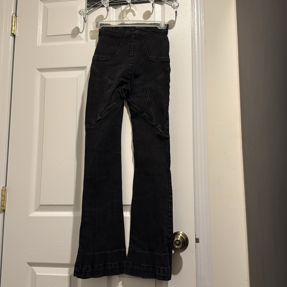 REVICE Black Flare Wide Leg Jeans High-Waisted - Picture 4 of 4